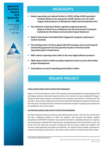 Thumbnail Arafura Rare Earths Quarterly Report 2015-q2