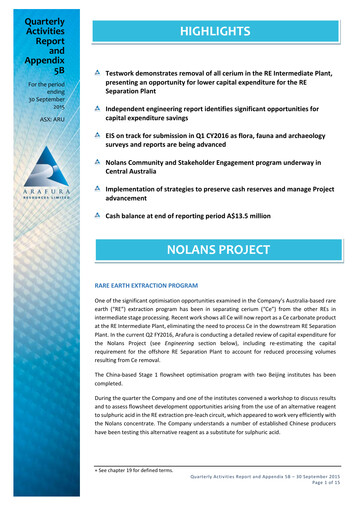Thumbnail Arafura Rare Earths Quarterly Report 2015-q3