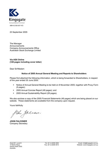 Vorschaubild Kingsgate Consolidated Limited Jahresbericht 2005