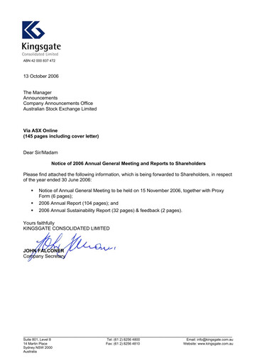 Vorschaubild Kingsgate Consolidated Limited Jahresbericht 2006