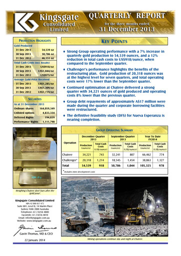 Thumbnail Kingsgate Consolidated Limited Quarterly Report 2013-q4