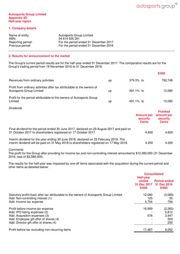 Thumbnail Autosports Group Half-year Report 2018-h1