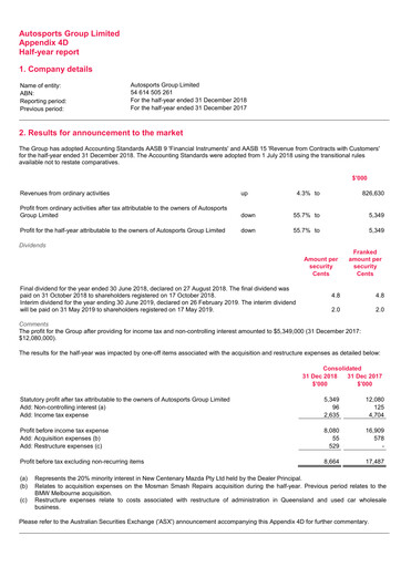 Thumbnail Autosports Group Half-year Report 2019-h1