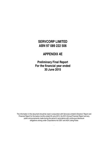 Miniature Servcorp Limited Bilan financier 2015
