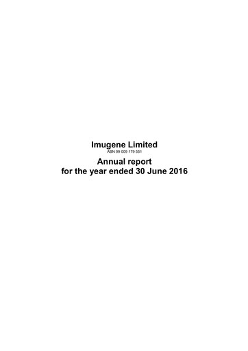 Thumbnail Imugene Annual Report 2016
