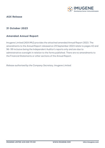 Thumbnail Imugene Annual Report 2023