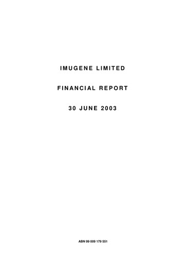 Thumbnail Imugene Financial Report 2003