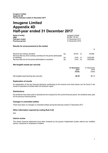 Miniature Imugene Rapport semestriel 2018-h1