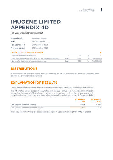 Miniature Imugene Rapport semestriel 2025-h1