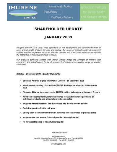 Thumbnail Imugene Quarterly Report 2009-q2