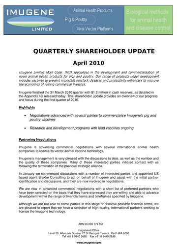 Thumbnail Imugene Quarterly Report 2010-q3