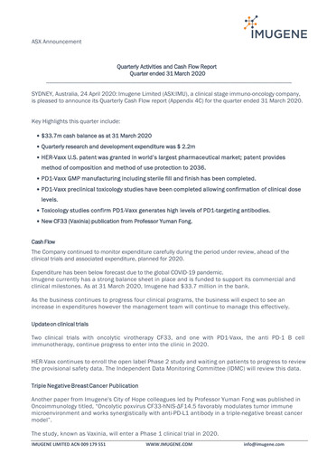 Thumbnail Imugene Quarterly Report 2020-q3