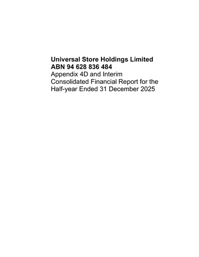 Vorschaubild Universal Store Holdings Halbjahresbericht 2026-h1