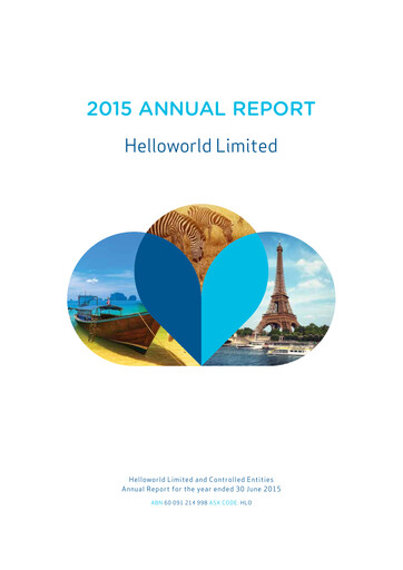 Thumbnail Helloworld Travel Annual Report 2015