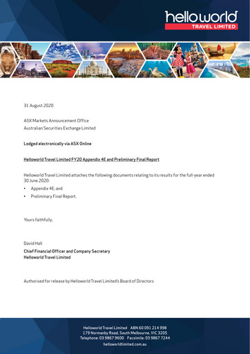 Thumbnail Helloworld Travel Financial Report 2020