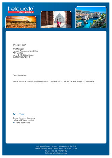 Thumbnail Helloworld Travel Financial Report 2024