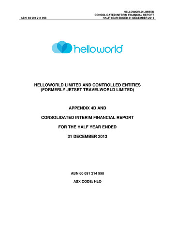 Thumbnail Helloworld Travel Half-year Report 2014-h1
