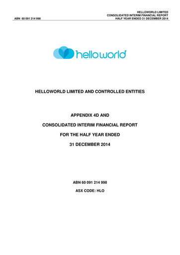 Thumbnail Helloworld Travel Half-year Report 2015-h1
