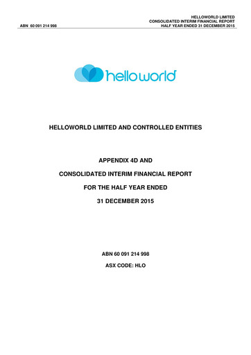 Thumbnail Helloworld Travel Half-year Report 2016-h1