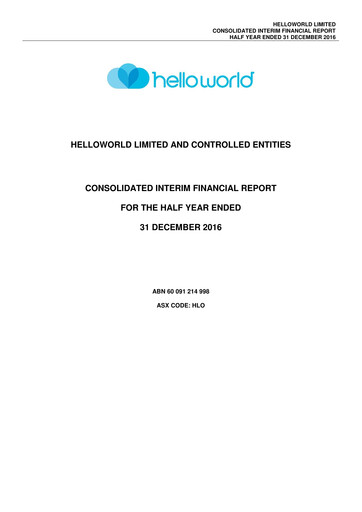 Thumbnail Helloworld Travel Half-year Report 2017-h1