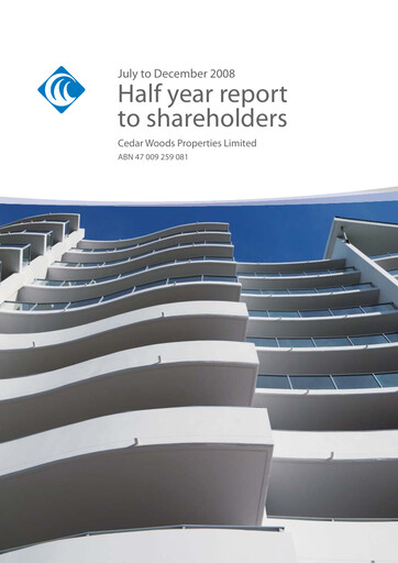Thumbnail Cedar Woods Properties Limited Half-year Report 2009-h1