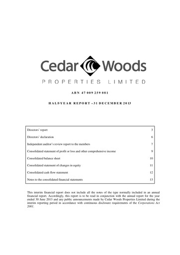 Thumbnail Cedar Woods Properties Limited Half-year Report 2014-h1