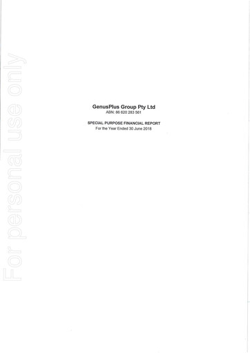 Miniature GenusPlus Group Limited Rapport financier 2017-2018