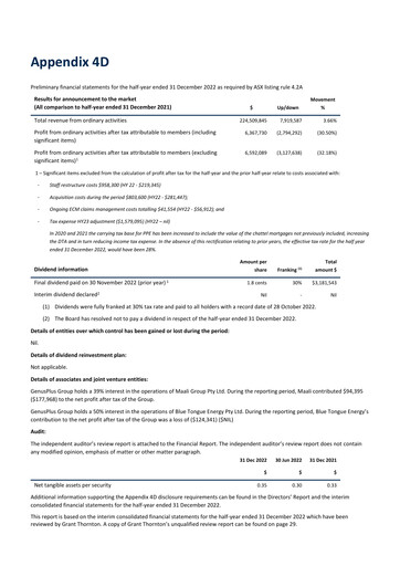 Vorschaubild GenusPlus Group Limited Halbjahresbericht 2022-2023-h1