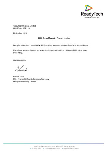 Thumbnail ReadyTech Holdings Annual Report 2020