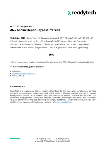 Thumbnail ReadyTech Holdings Annual Report 2025