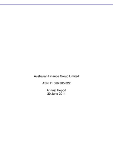 Thumbnail Australian Finance Group Annual Report 2011