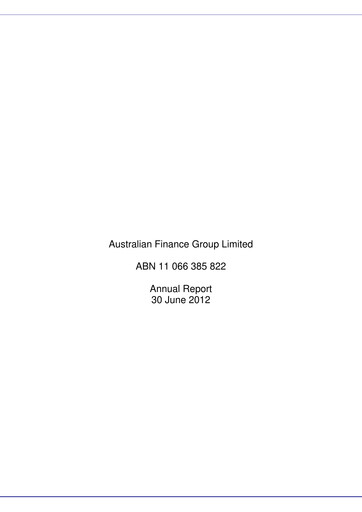 Thumbnail Australian Finance Group Annual Report 2012