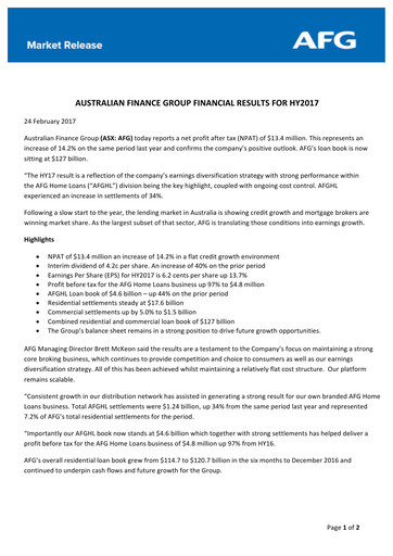 Thumbnail Australian Finance Group Half-year Report 2017-h1