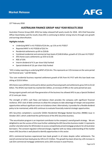 Thumbnail Australian Finance Group Half-year Report 2018-h1