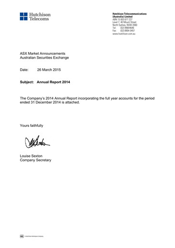 Thumbnail Hutchison Telecommunications (Australia) Annual Report 2014