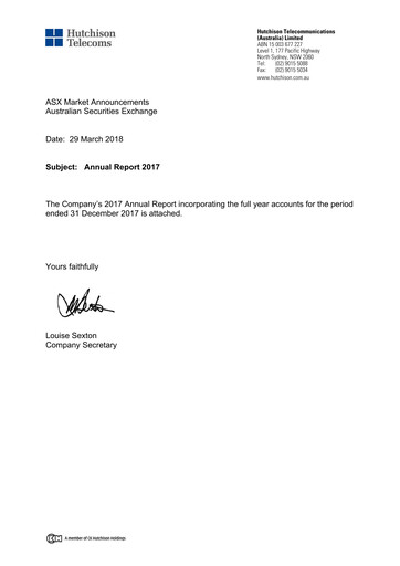Thumbnail Hutchison Telecommunications (Australia) Annual Report 2017