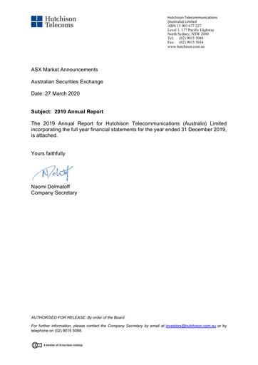 Thumbnail Hutchison Telecommunications (Australia) Annual Report 2019