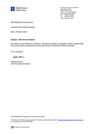 Thumbnail Hutchison Telecommunications (Australia) Annual Report 2022