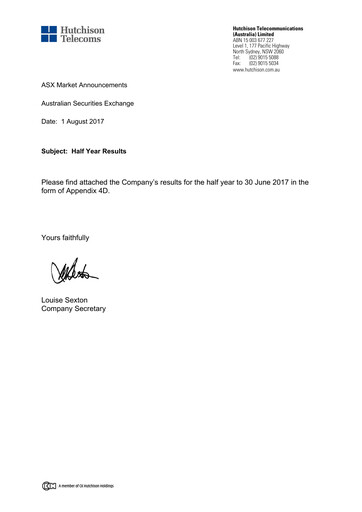 Thumbnail Hutchison Telecommunications (Australia) Half-year Report 2017-h1