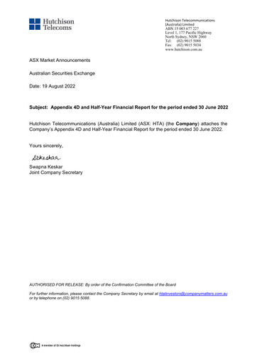 Vorschaubild Hutchison Telecommunications (Australia) Halbjahresbericht 2022-h1