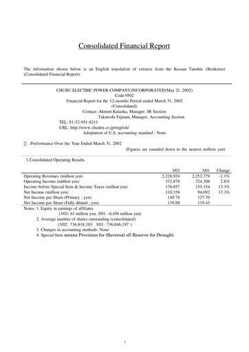 Thumbnail Chubu Electric Power
 Financial Report 2002