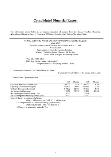 Thumbnail Chubu Electric Power
 Financial Report 2006