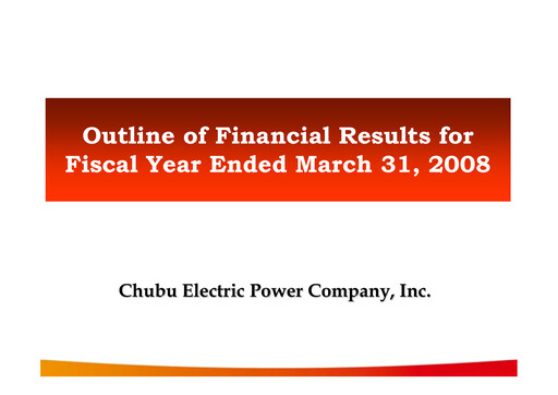 Thumbnail Chubu Electric Power
 Financial Statement fy2007