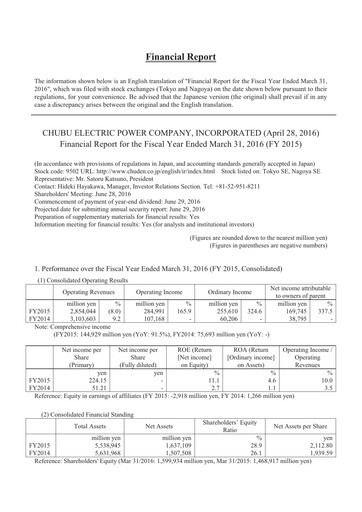 Thumbnail Chubu Electric Power
 Financial Statement fy2015