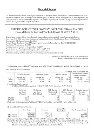 Thumbnail Chubu Electric Power
 Financial Statement fy2018
