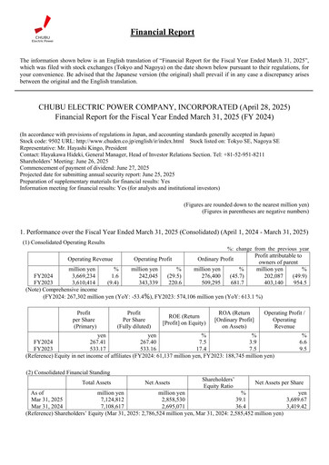 Thumbnail Chubu Electric Power
 Financial Statement fy2024