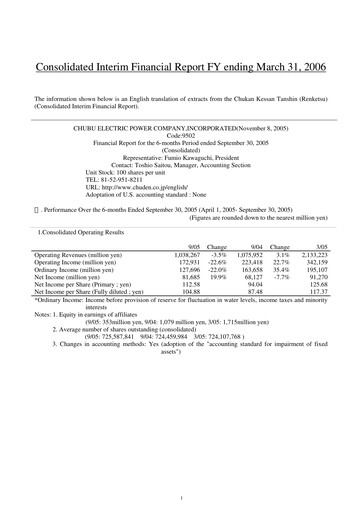 Thumbnail Chubu Electric Power
 Half-year Report 2006-h1