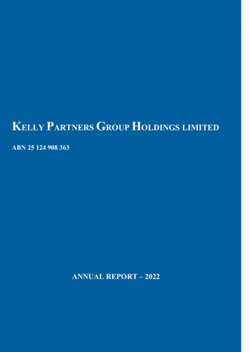Thumbnail Kelly Partners Group Annual Report 2022