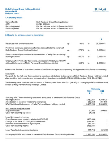 Thumbnail Kelly Partners Group Half-year Report 2020-h1