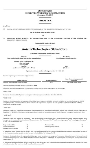 Thumbnail Anteris Technologies Annual Report 2025